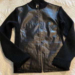 Faux leather knit jacket